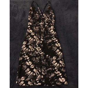 Strappy Crossback Black Dress with Print